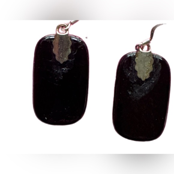 Dichroic Glass Earring. Hook Closure. Multi Colored 1.25” Dangle - Picture 4 of 5